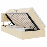 Letto con contenitore e LED con led Crema 90 x 190 cm Tessuto