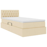 Letto con contenitore e LED con led Crema 90 x 190 cm Tessuto