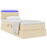Letto con contenitore e LED con led Crema 90 x 190 cm Tessuto