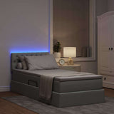Letto con contenitore e LED Grigio chiaro 90 x 200 cm Tessuto