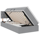 Letto con contenitore e LED Grigio chiaro 90 x 200 cm Tessuto