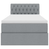 Letto con contenitore e LED Grigio chiaro 90 x 200 cm Tessuto