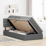 Letto con contenitore e LED Grigio scuro 90 x 200 cm Tessuto