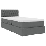 Letto con contenitore e LED Grigio scuro 90 x 200 cm Tessuto