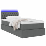 Letto con contenitore e LED Grigio scuro 90 x 200 cm Tessuto