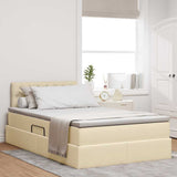 Letto con contenitore LED e materasso Crema 120 x 190 cm
