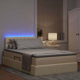 Letto con contenitore e LED Crema 120 x 200 cm Poliestere