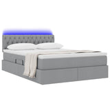 Letto con contenitore e LED Grigio chiaro 140 x 190 cm