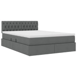 Letto con contenitore e LED Grigio scuro 140 x 190 cm