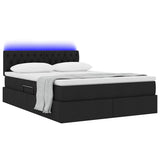 Letto con luci a strisce a LED Nero 140 x 190 cm Tessuto