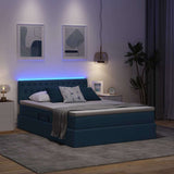 Letto con contenitore e LED Blu 140 x 190 cm Poliestere