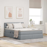 Letto con contenitore e LED Grigio chiaro 140 x 200 cm