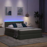 Letto con contenitore e LED Grigio scuro 140 x 200 cm