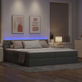 Letto con contenitore e LED Grigio chiaro 200 x 200 cm Tessuto