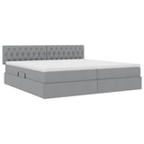 Letto con contenitore e LED Grigio chiaro 200 x 200 cm Tessuto