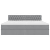 Letto con contenitore e LED Grigio chiaro 200 x 200 cm Tessuto