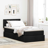 Letto con contenitore e LED con led Nero 90 x 190 cm Tessuto