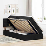 Letto con contenitore e LED con led Nero 90 x 190 cm Tessuto