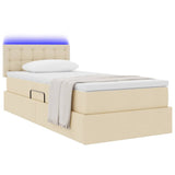 Letto con contenitore e LED con led Crema 90 x 190 cm Tessuto
