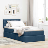 Letto con contenitore e LED con led Blu 90 x 190 cm Tessuto