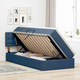 Letto con contenitore e LED con led Blu 90 x 190 cm Tessuto
