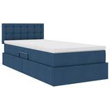 Letto con contenitore e LED con led Blu 90 x 190 cm Tessuto