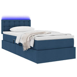 Letto con contenitore e LED con led Blu 90 x 190 cm Tessuto