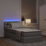 Letto con contenitore e LED Grigio chiaro 90 x 200 cm Tessuto