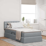 Letto con contenitore e LED Grigio chiaro 90 x 200 cm Tessuto