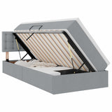 Letto con contenitore e LED Grigio chiaro 90 x 200 cm Tessuto