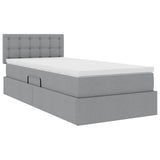 Letto con contenitore e LED Grigio chiaro 90 x 200 cm Tessuto