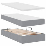 Letto con contenitore e LED Grigio chiaro 90 x 200 cm Tessuto