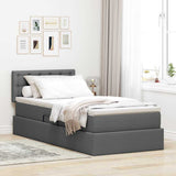 Letto con contenitore e LED Grigio scuro 90 x 200 cm Tessuto