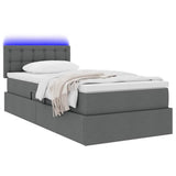 Letto con contenitore e LED Grigio scuro 90 x 200 cm Tessuto