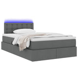 Letto con contenitore e LED Grigio scuro 120 x 200 cm