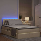 Letto con contenitore e LED Crema 120 x 200 cm Poliestere