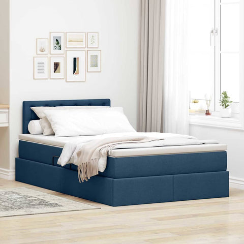 Letto con contenitore e LED Blu 120 x 200 cm Poliestere