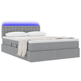 Letto con contenitore e LED Grigio chiaro 140 x 200 cm