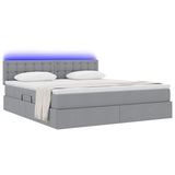 Letto con contenitore e LED Grigio chiaro 160 x 200 cm