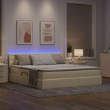 Letto con contenitore e LED Crema 160 x 200 cm Poliestere