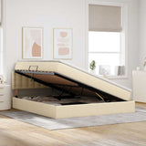 Letto con contenitore e LED con led Crema 160 x 200 cm Tessuto