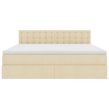 Letto con contenitore e LED con led Crema 160 x 200 cm Tessuto