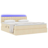 Letto con contenitore e LED con led Crema 160 x 200 cm Tessuto