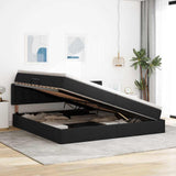 Letto con contenitore e LED Nero 200 x 200 cm Poliestere