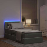 Letto con contenitore e LED Grigio chiaro 90 x 200 cm Velluto
