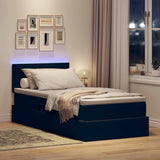 Letto con contenitore e LED con led Nero 90 x 200 cm Velluto