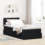 Letto con contenitore e LED con led Nero 90 x 200 cm Velluto
