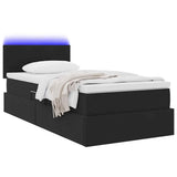 Letto con contenitore e LED con led Nero 90 x 200 cm Velluto
