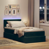 Letto con contenitore e LED Verde Scuro 90 x 200 cm Velluto