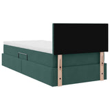 Letto con contenitore e LED Verde Scuro 90 x 200 cm Velluto